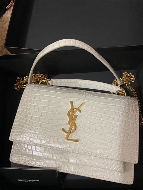 ysl croc bag white